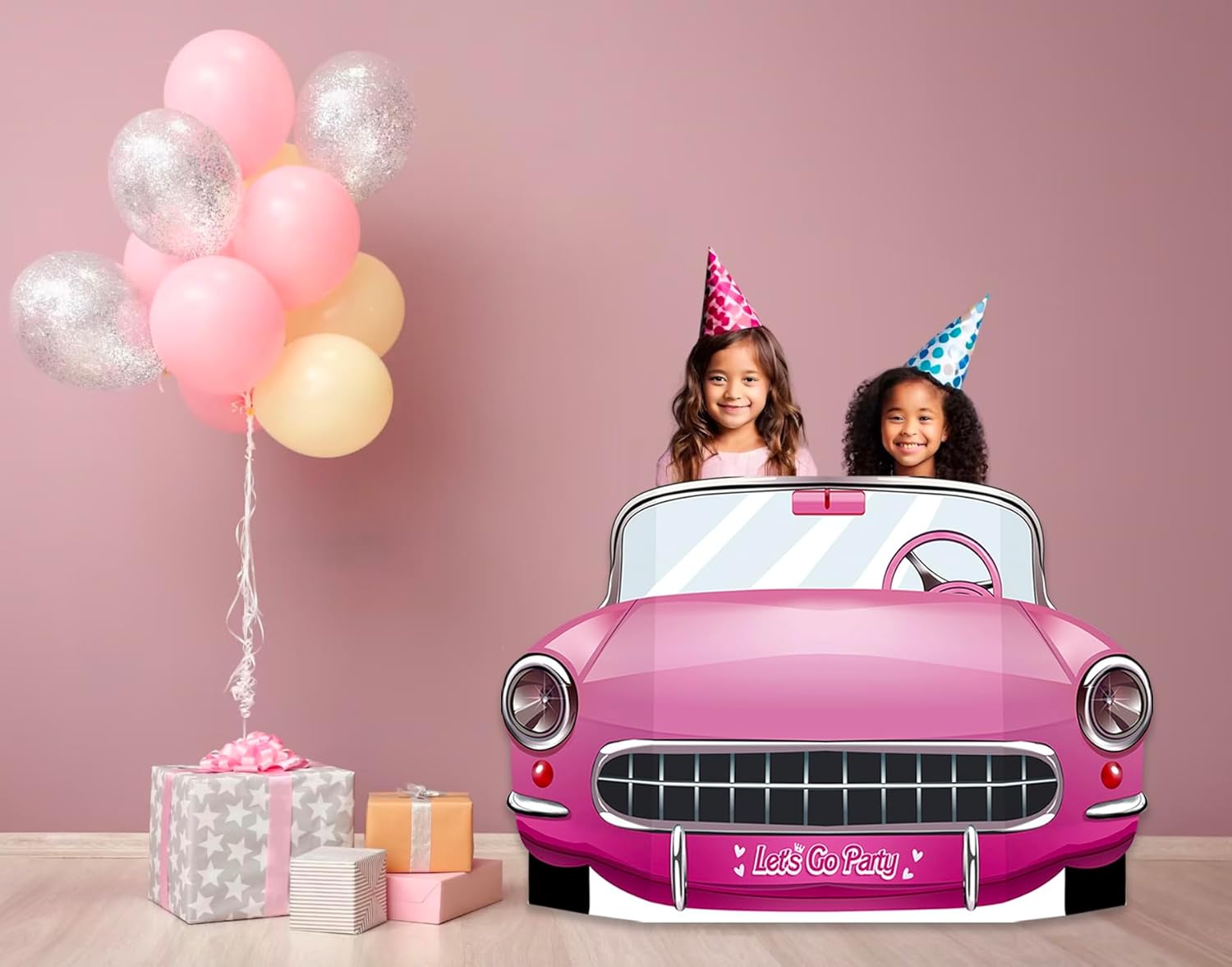 Pink Cars Convertible Photo Booth Props Doll Party Decorations Decor Party Favors for Girls Doll Princess Birthday Party