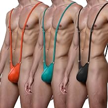 YINYOUYU Mens Sexy Thong Underwear G String Mankini Jock Straps Adjustable Bodysuit V Sling Lingerie