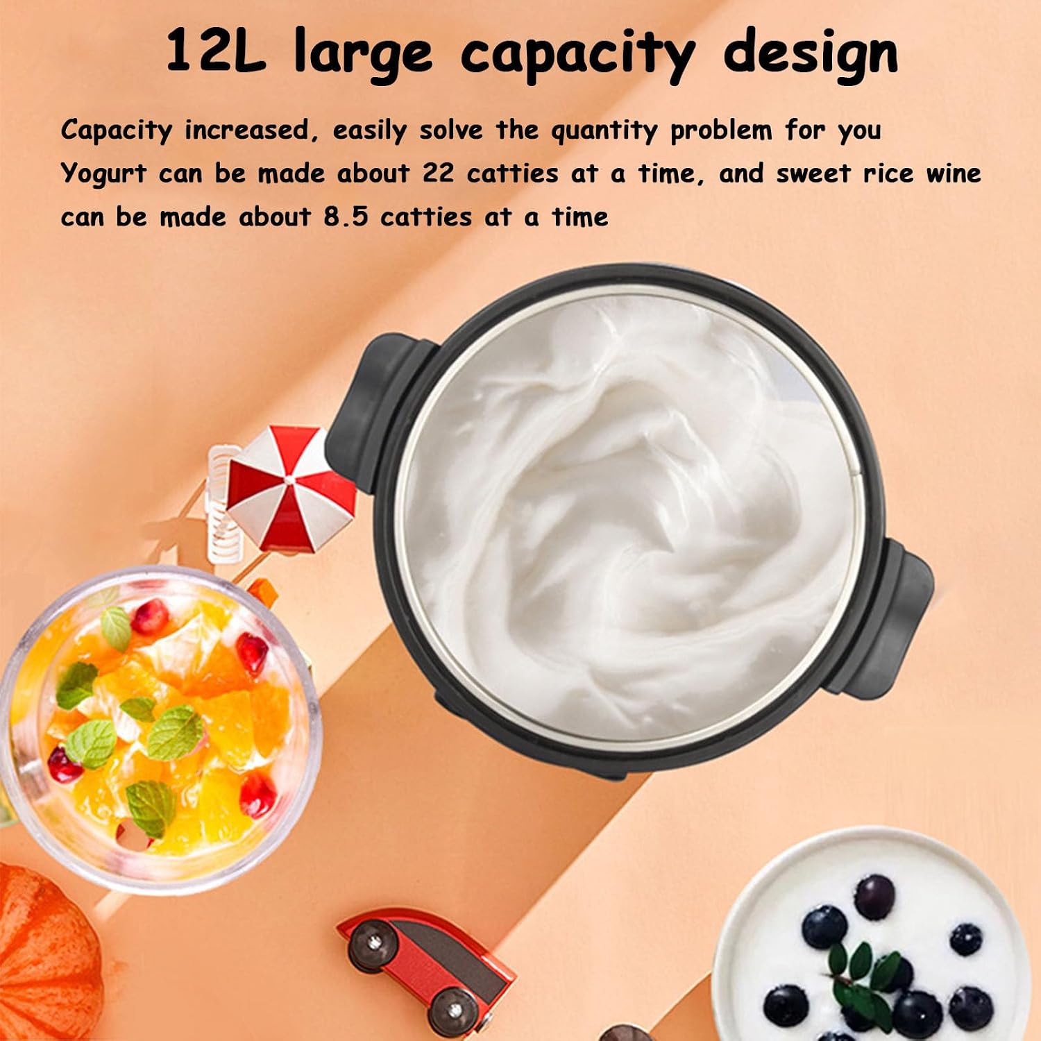 Commercial Fermentation Machine, 12L Automatic Stainless Steel Inner Pot Yogurt Maker with Intelligent Time Temp Control, Enzymes, Dough