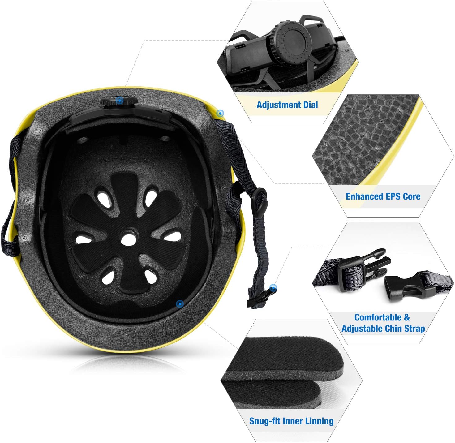 OutdoorMaster Kids Skateboard Cycling Helmet - Adjustable Multi-Sports Helmet with Removable Liners for Skateboarding Skating Scooter Rollerblading : Sports & Outdoors