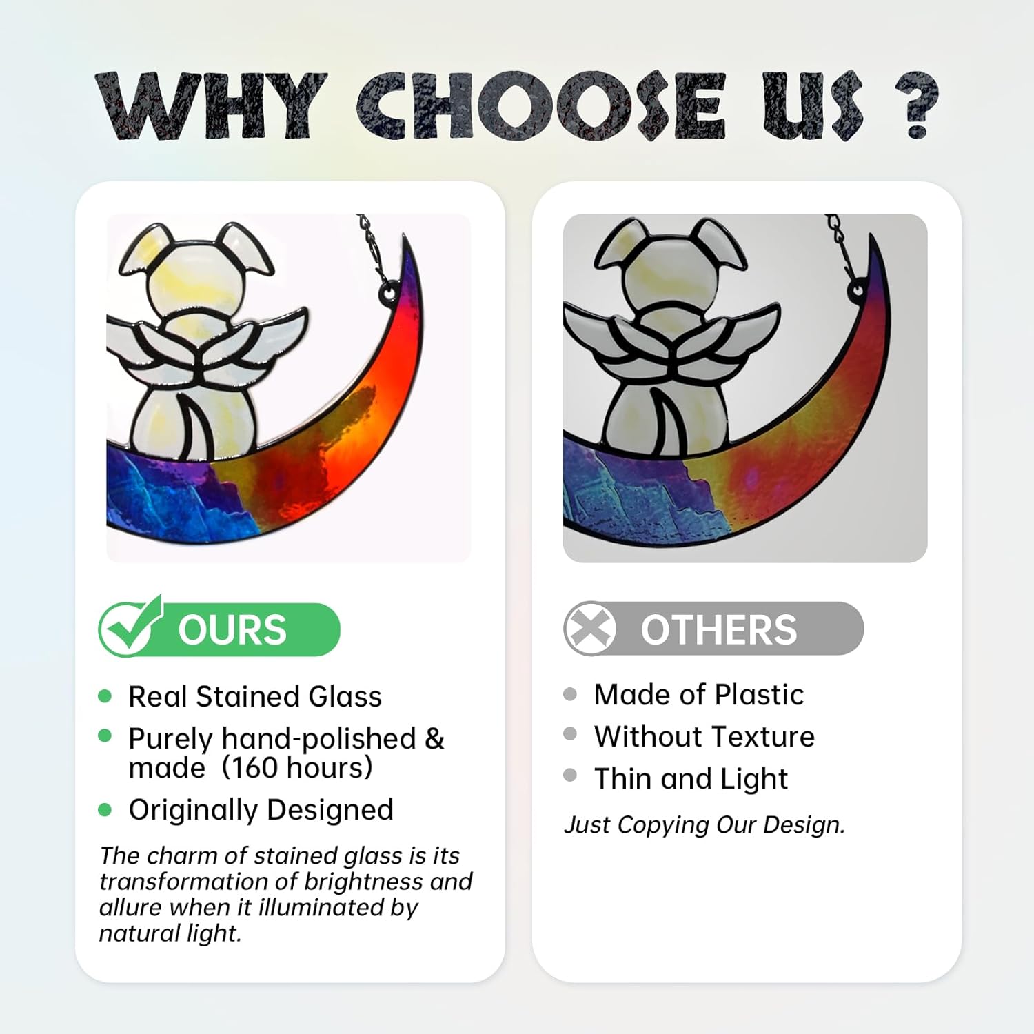 Stained Glass Angel Dog Memorial Suncatcher, Memorial Window Hanging Gifts for Loss of Dog | Sympathy Gifts | Passing Away Remembrance Memory Ornaments for Pet Lovers | Pet Bereavement - Image 3