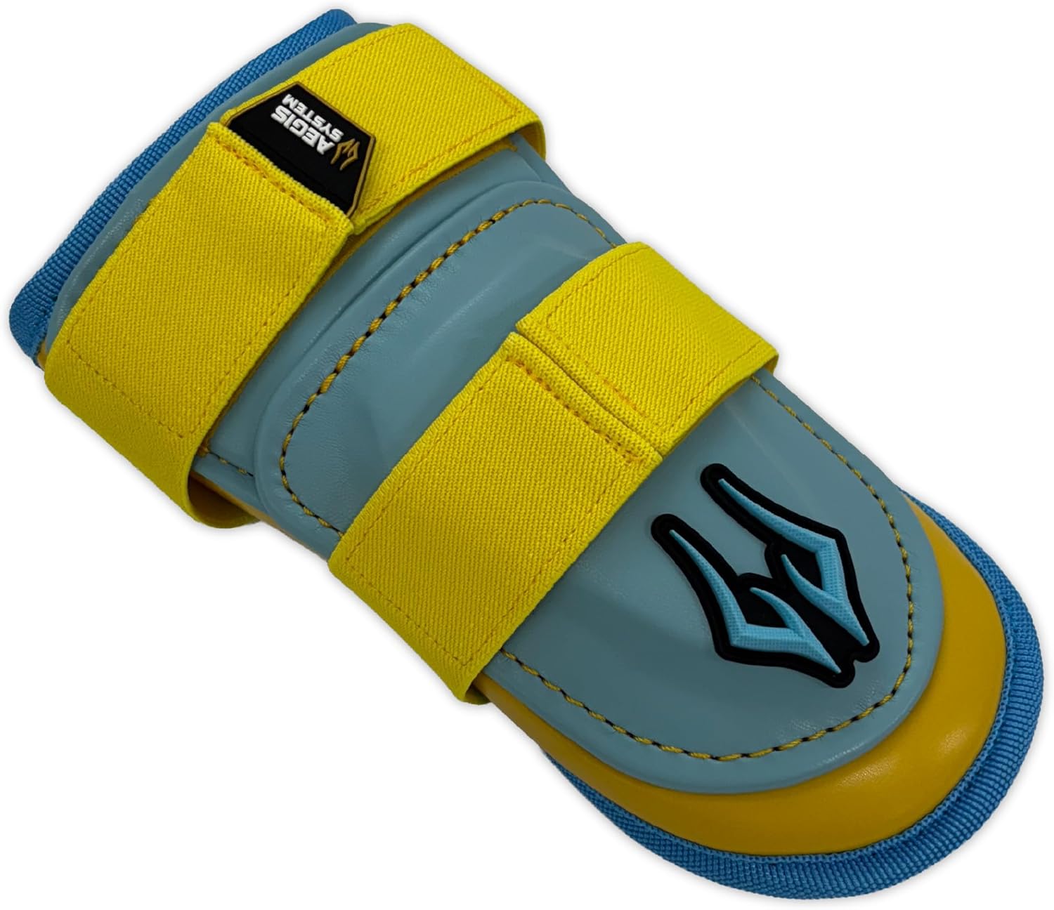 AEGIS Baseball Batter Elbow Guard, Double Strap Adjustable Elbow Pad, Adult One Size, Yellow | SkyBlue