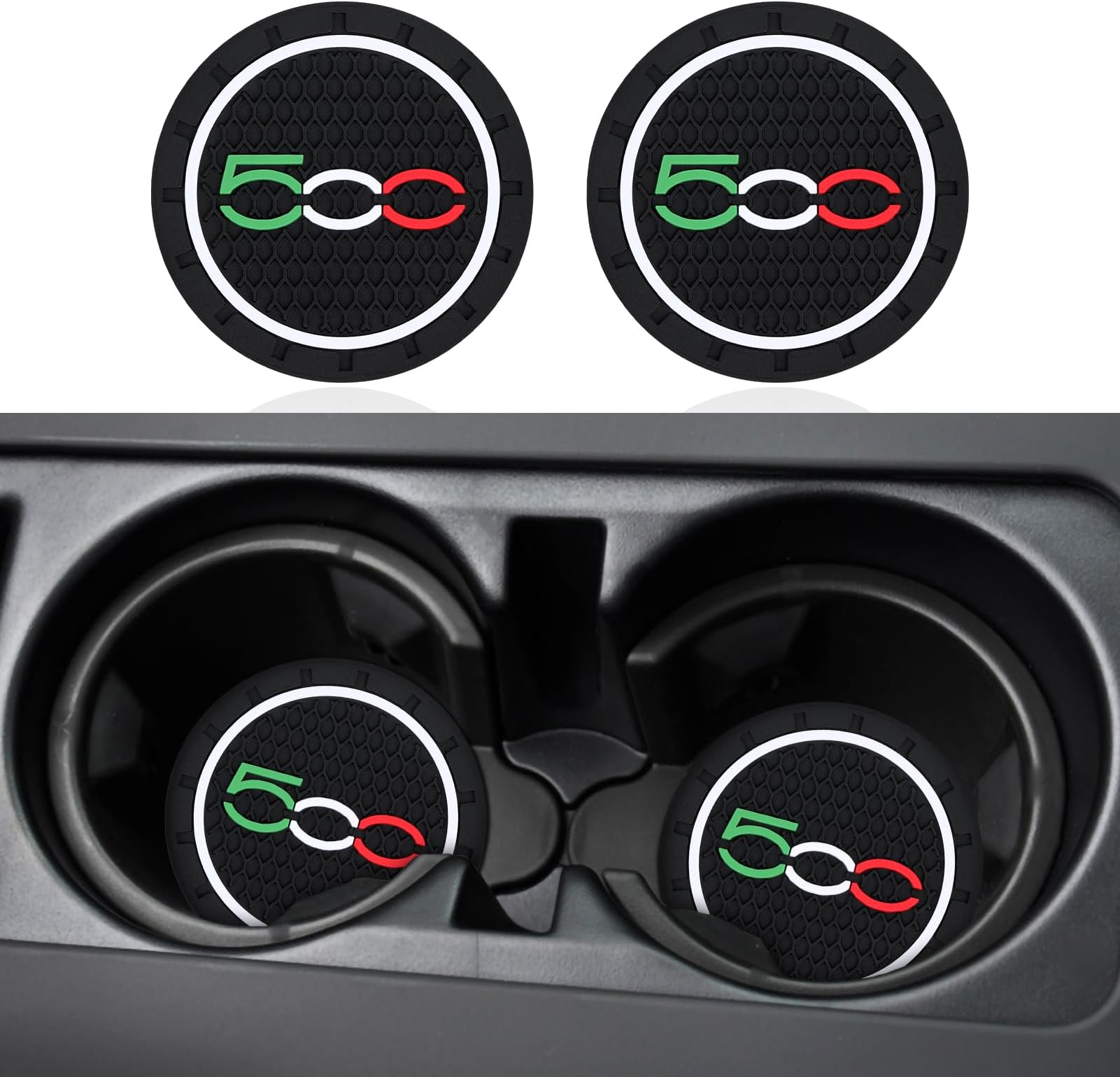 – 2PCS Car Coaster cup holder Compatible with FIAT 500 500E 500C 500L 500X Accessories (6.8 cm)