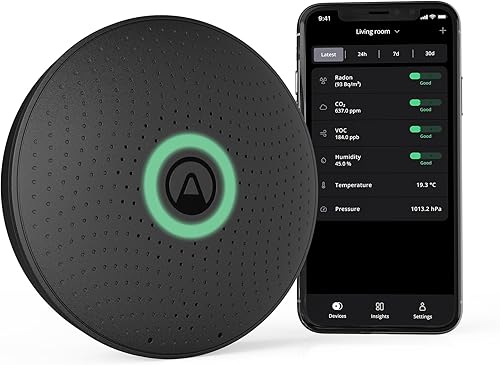Miniatura 10 de Airthings 2930 Wave Plus - Monitor de radón y calidad del aire, funciona con pilas (CO2, COV, humedad, temperatura, presión)