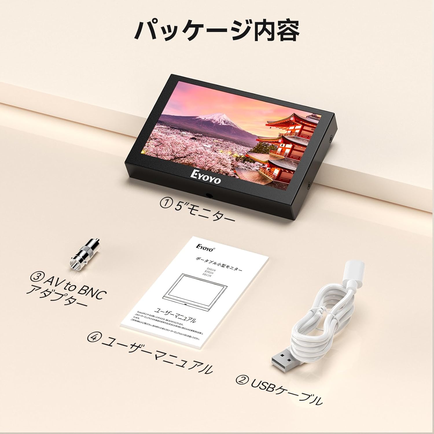 The Eyoyo 5-inch monitor mounted in a car dashboard, displaying a navigation map, demonstrating its use as a car monitor.