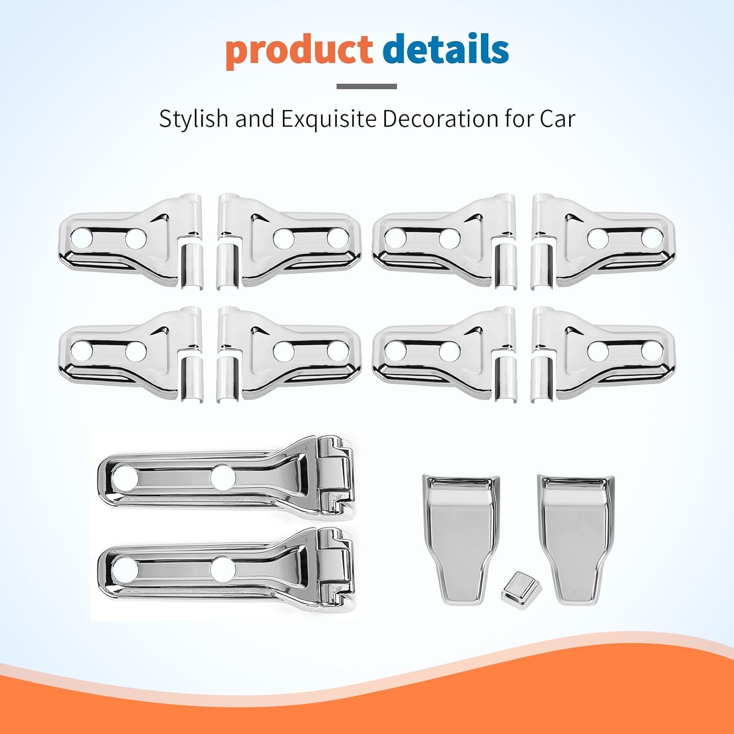 JeCar 13pcs Chrome Full Set Door Hinge Cover Trim Kit for 2018-2024 2025 Up Jeep Wrangler JL 4 Door