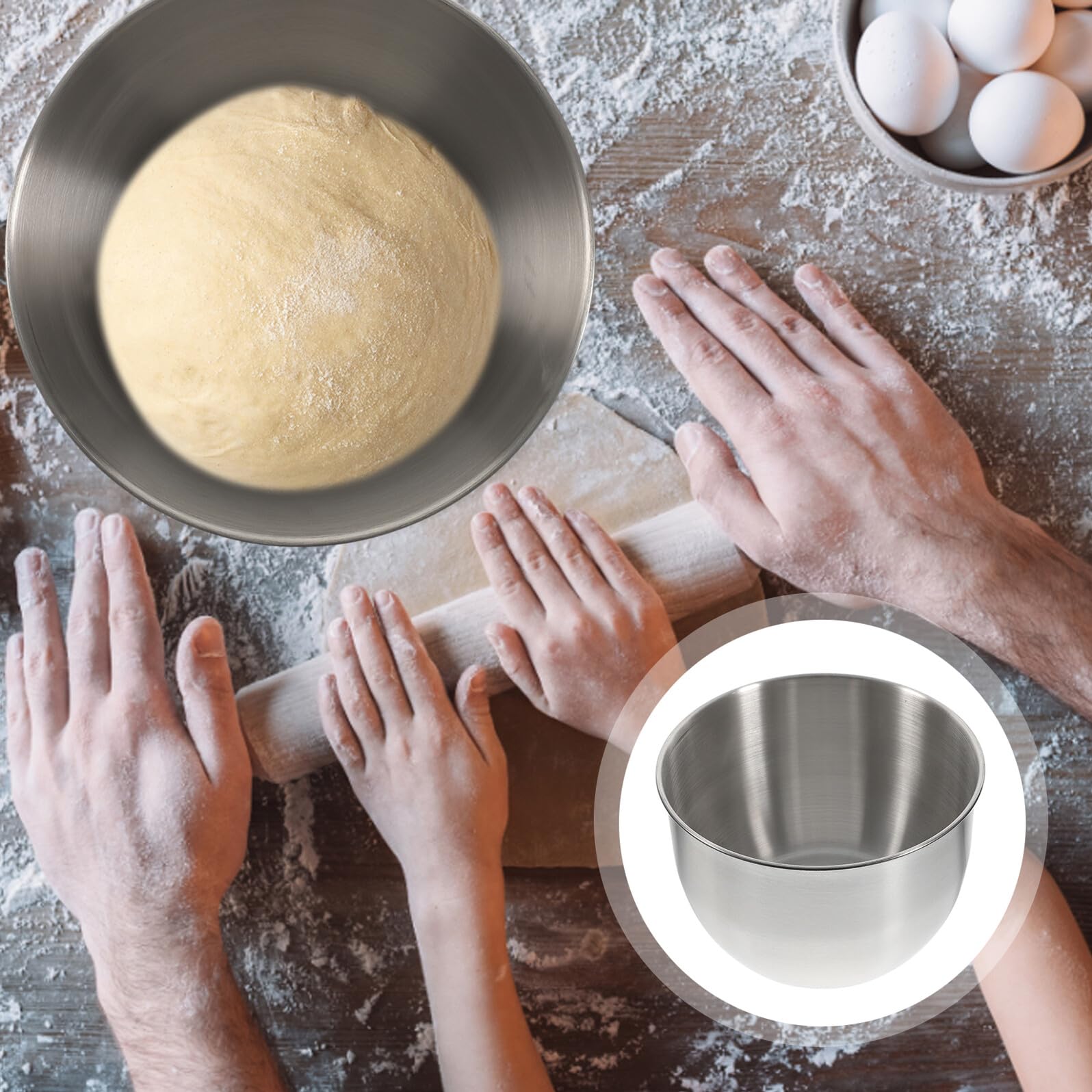 Ciotola in Acciaio Inossidabile per Montare e Mischiare, Grande Capacità, Design Semplice, Pratica e Salvaspazio per Cucina e Preparazioni