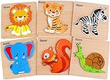 🐘【Juguete Seguro Y Duradero】:Estos rompecabezas de madera animales están hechos de madera natural, no tóxicos, seguros y duraderos. El borde liso hace que sus bebes jueguen con seguridad. Cada rompecabezas es liso y liso, sin bordes afilados, evita que los niños se lastimen durante el uso.