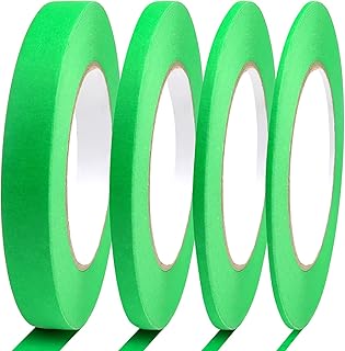 4 Pack Green Painters Tape - Fine Line Masking Tape 1/16", 1/8", 1/4", 1/2" x 60 Yards - Thin Automotive Pinstripe Tape for DIY, Paint, Art, Tumblers - Multi-Size Pack - Total 240 Yards