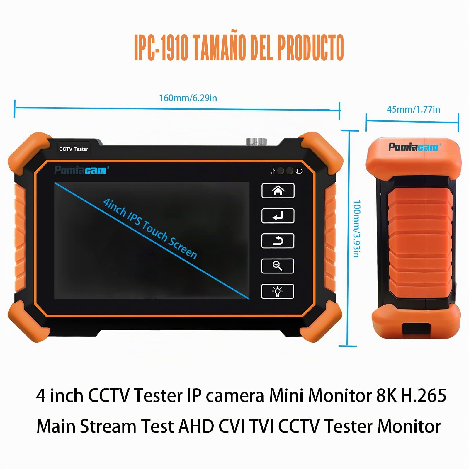 Comprobador de cámara CCTV IP HD IPC-1910 Plus 4K 8MP AHD CVI TVI H.265 POE PTZ WiFi RS485 Reemplazo