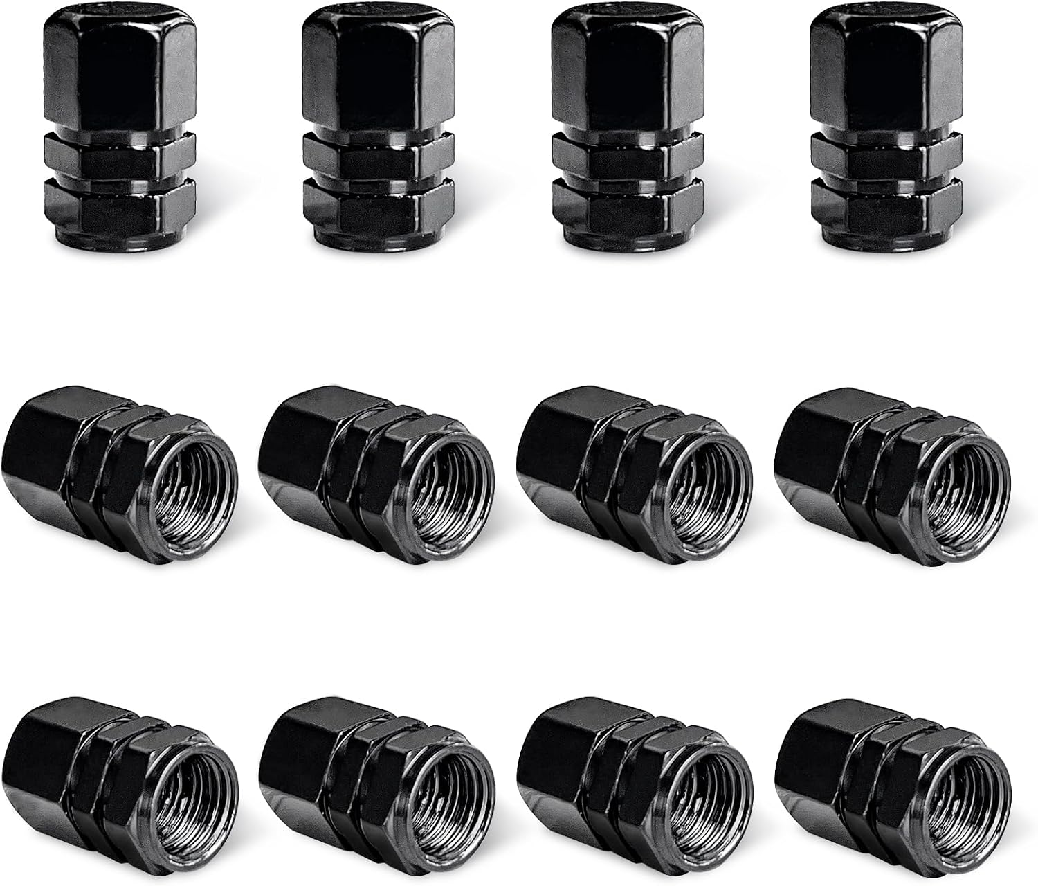 Ziciner 8 PCS Car Tire Valve Stem Caps, Aluminum Alloy Wheel Valve Covers with Rubber O-Ring, Corrosion Resistant Leak-Proof Tire Air Cap Set, Universal for SUV, Truck, Motorcycle, Bike (Pink)