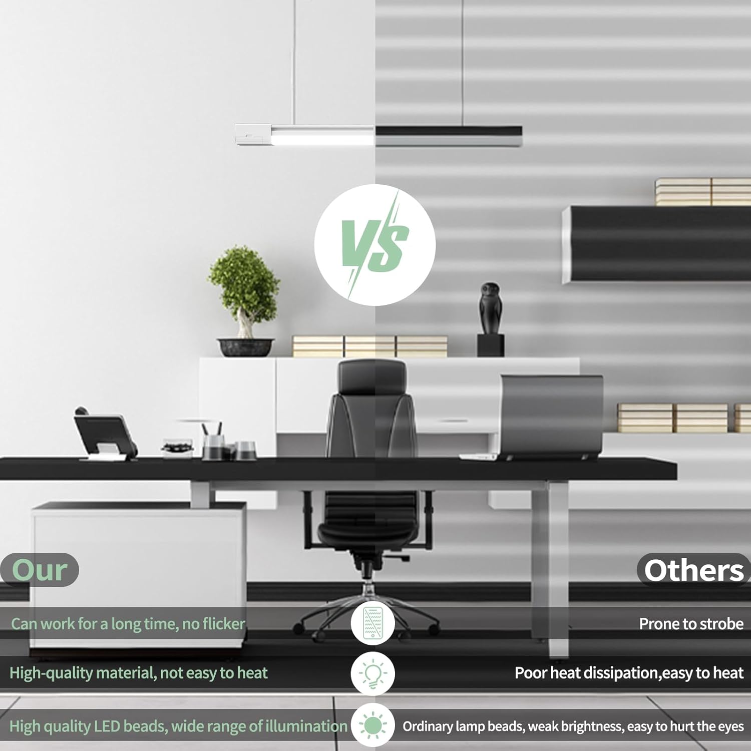 Airand 5000K LED Ceiling Light Fixture with Plug, 1.43FT Linkable LED Tube Light & 4FT Plug in Ceiling Light for Workbench Basement Kitchen Garage Corridor with Switch