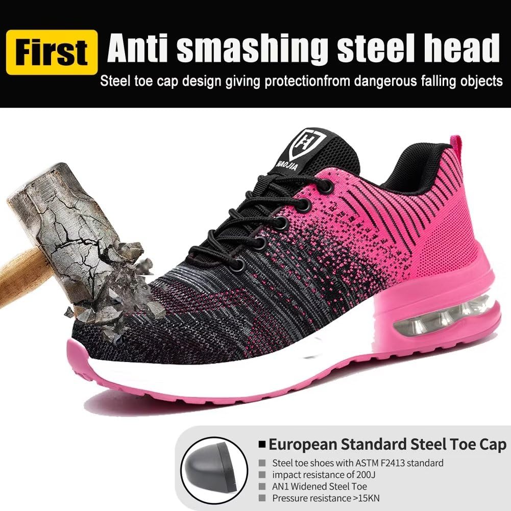 Scarpe Antinfortunistiche Uomo Donna Scarpe da Lavoro con Punta in Acciaio Traspiranti Cuscino d'Aria Scarpe da Cantiere