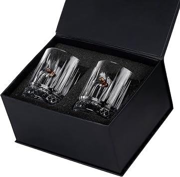 Gerçek .308 Mermili Şık Lüks İkili Viski Bardağı Set Unutulmaz Hediye 355cc (Kristal Viski Set)
