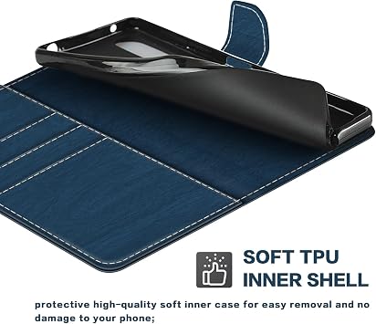 Shantime Wood-Grain Leather Case for Fairphone 6 - Blue