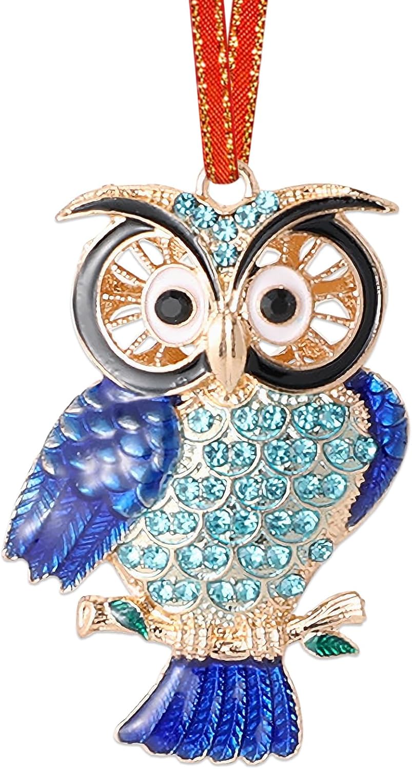 Owl Christmas Ornaments 2025- Metal Owl with Rhinestones Ornaments for Hanging Christmas Tree,Keepsake Gifts for Women Girls Mom Friendship - Image 7