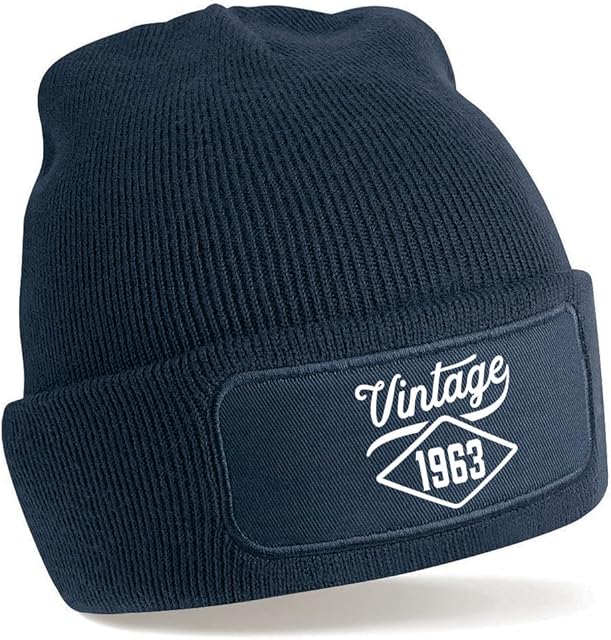 Design, Invent, Print! 60th Birthday Hat Gift for Men Vintage Beanie Keepsake 60 Present Gift Idea (Navy)
