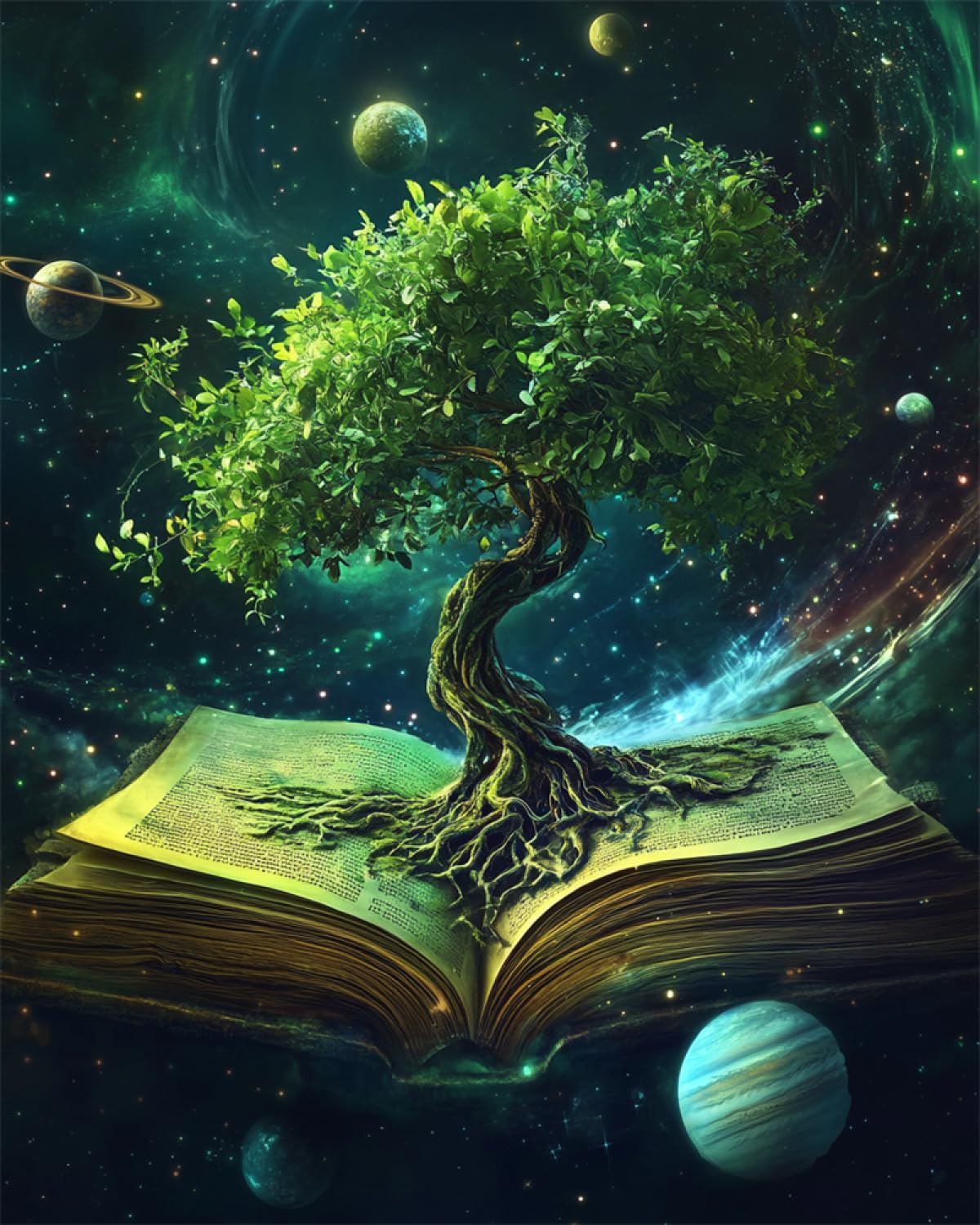 Taxpy 11CT Árbol Grande Verde Diy Punto De Cruz Kit Completo Paisaje Espacial Kits De Punto De Cruz Para Adultos Y Principiantes,Preimpresos,Estampados,Para Bordar,Manualidades. 80x100cm