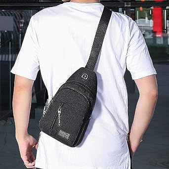 Men Bags Anti Theft Shoulder Bag Sling Bag Watreproof Strap Bag Crossbody Backpack with USB Hole Small Portable Bags Lightweight Hiking Bag Fashion Sport Backpacks Outdoor Travelling Cycling Bags