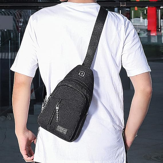Men Bags Anti Theft Shoulder Bag Sling Bag Watreproof Strap Bag Crossbody Backpack with USB Hole Small Portable Bags Lightweight Hiking Bag Fashion Sport Backpacks Outdoor Travelling Cycling Bags