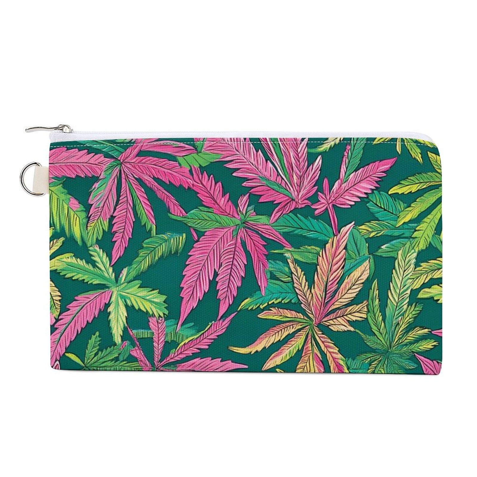 Hawaii Weed Leaves Cute Coin Purse Travel Small Makeup Bag Pencil Pouch 7.4 × 4.6 Inch