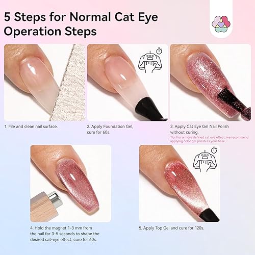 Miniatura 4 de SAVILAND Essentials Cat Eye Magnético para uñas 3 en 1 esmalte de uñas de gel marrón ojo de gato N35 neodimio redondo de tira larga imán varita palo