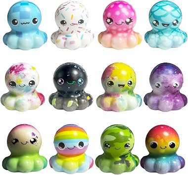 12pcs Octopus Squeeze Toys Slow Rise Cute Soft for Kids and Adults for Party Decoration Birthday Gifts and Classroom Rewards