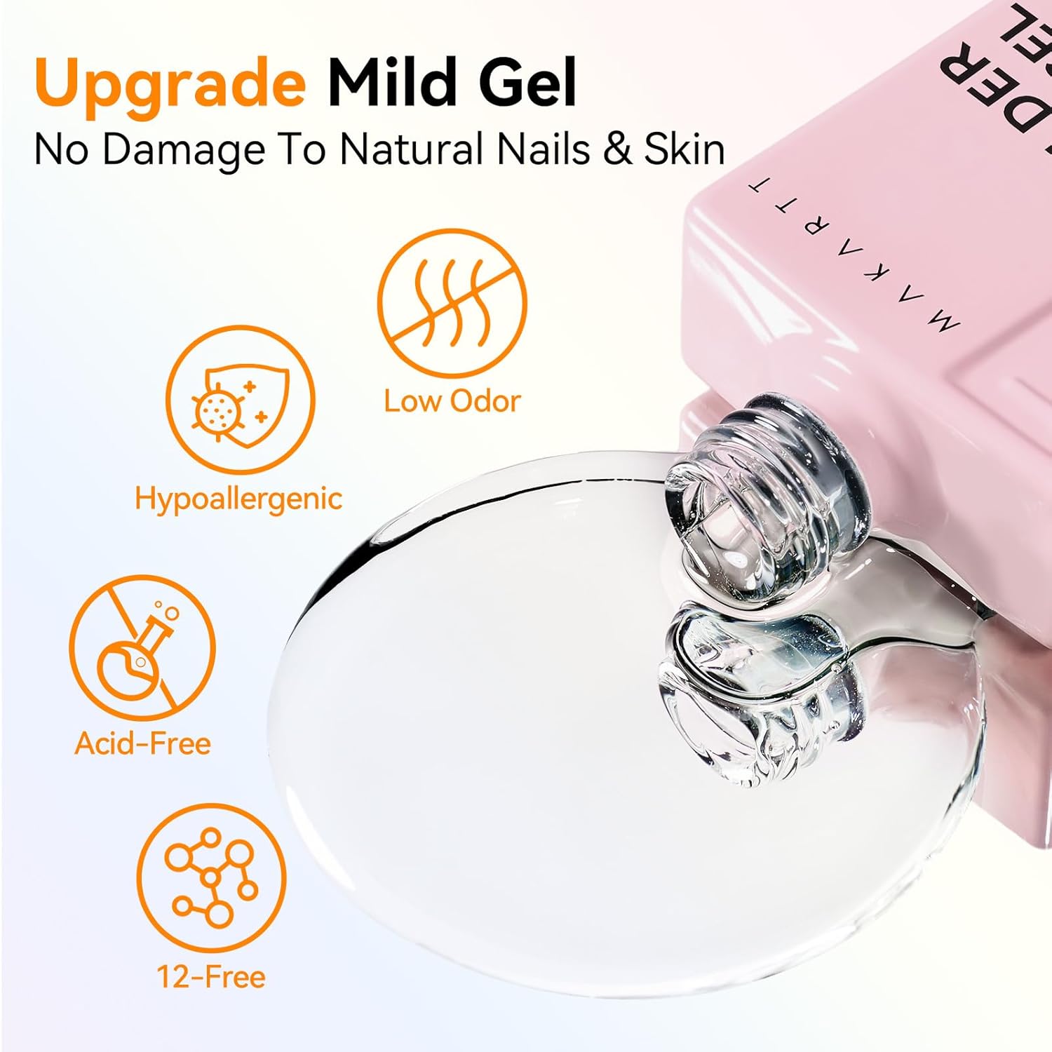 Makartt Builder Nail Gel with Top Coat Base Coat Kit: 3 PCS 15ml Long Lasting Diamond-Shine Finish No Wipe Clear Gel Polish Soak Off UV LED Lamp Needed Home DIY Gift Women