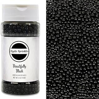 Mystic Sprinkles 4mm Sugar Pearls 4oz Bottles (Beautifully Black 4mm Sugar Pearls 4oz)