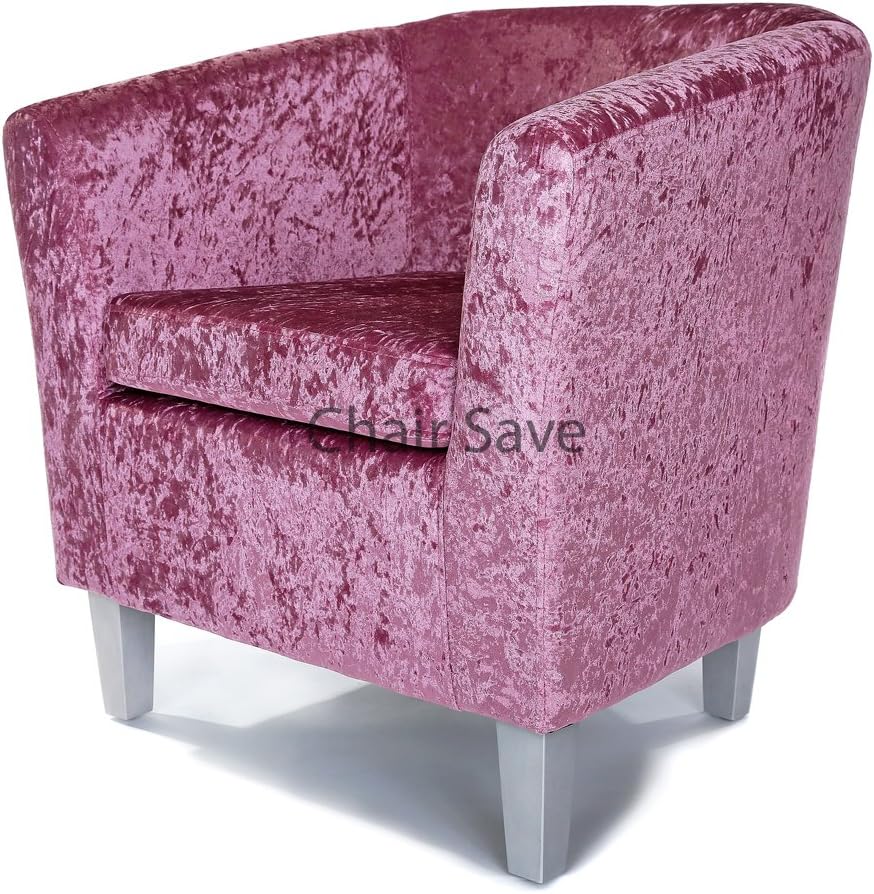 Chair Save Designer Monaco Linen or Velvet Fabric Sofa Tub Chair, Pink Crushed Velvet
