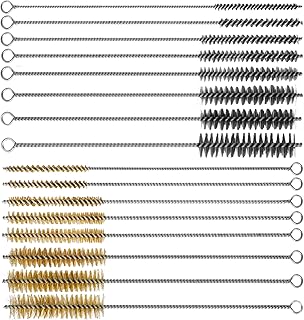 RAWILL 16Pcs Tube Cleaning Brush, Brass Stainless Steel Engine Cleaning Brushes, 12 Inch Long Round Wire Pipe Cleaner for Deep Pipes, Auto Parts, Engine Parts, 8 Sizes