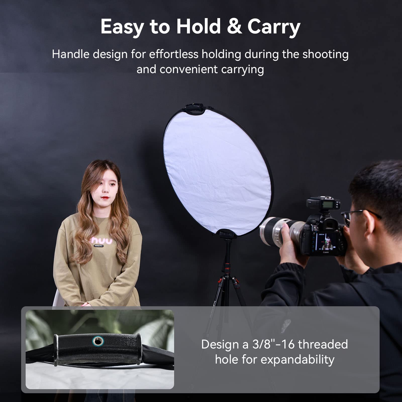 SMALLRIG Riflettore Fotografico 32" 80 cm con Manici Riflettore di Luce Circolare Pieghevole 5 in 1, Traslucido, Argento, Oro, Bianco e Nero, con Borsa per il Trasporto - 4129