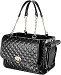 Fashion Dog Purse Carrier for Small Dogs with 2 Super-Large Pockets, Holds Up to 10lbs PU Leather Pet Carrier, Cat Carrier, Airline Approved Puppy Purse Carrier for Travel (Pink, Small Size)
