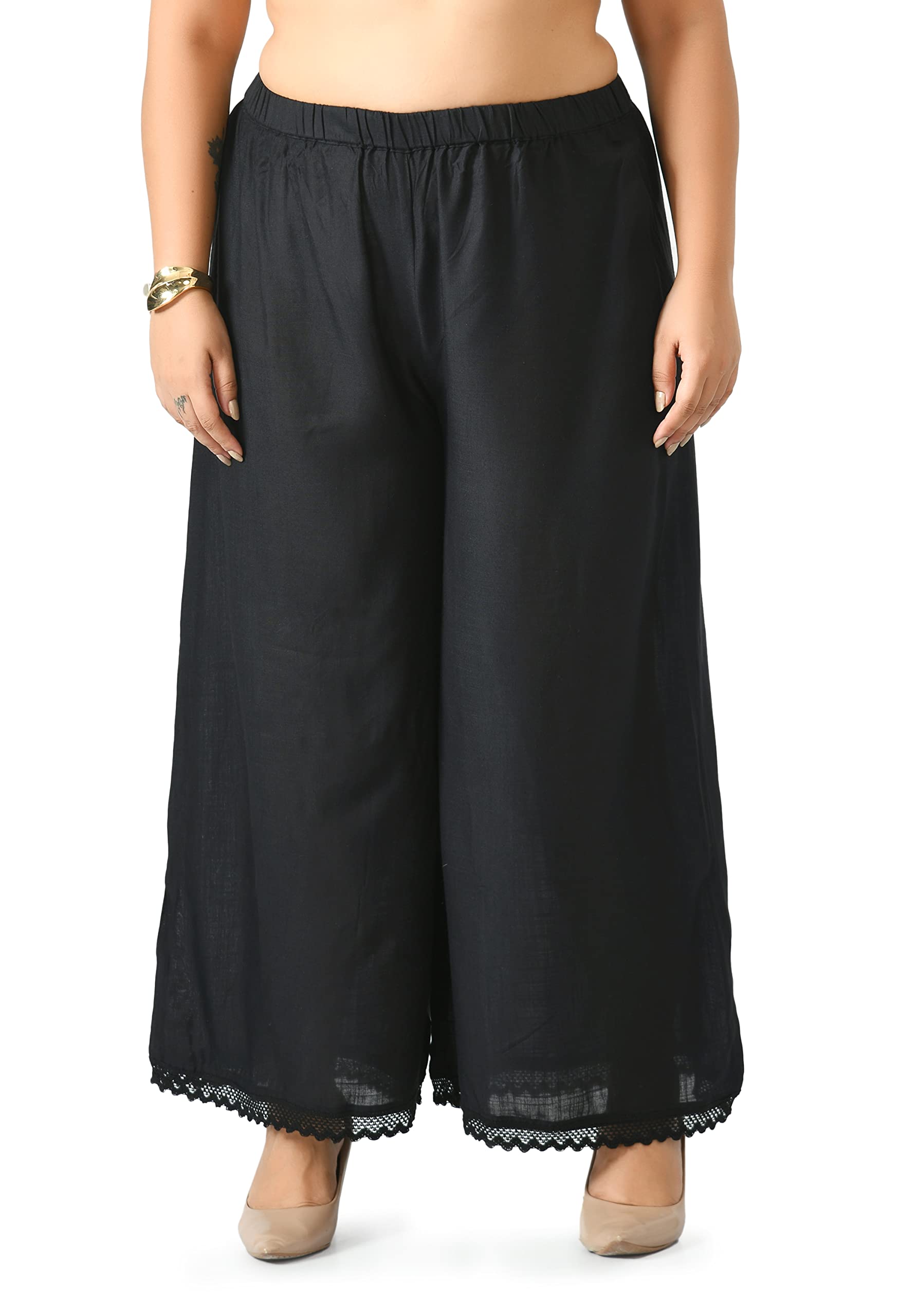 Women's Rayon Black Flared Palazzo-image-26