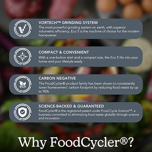 Miniatura 8 de Food Cycler Eco 5 reciclador de alimentos de cocina galardonado  Alternativa a contenedor de compostaje interior  Triturador eléctrico de alimentos