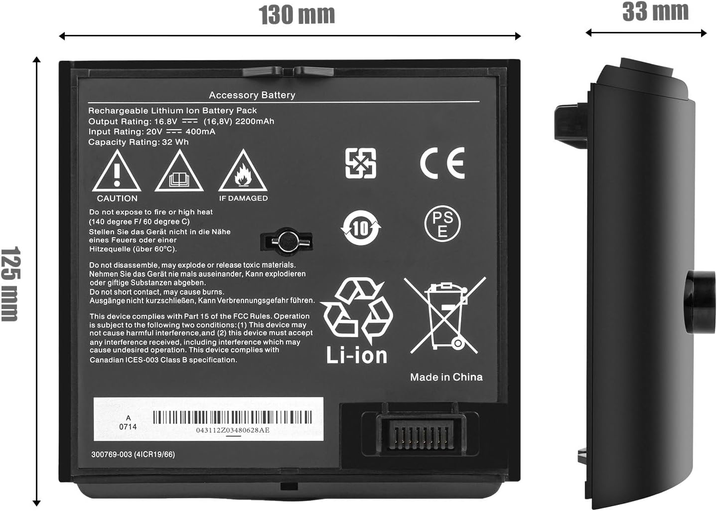 （Black） 300769-003 Battery for Bose Sounddock Portable Digital Music System SoundLink Air Series 300769-001 300769-004 300769-002 300770-001 4ICR19/66 (16.8V 32Wh/2200mAh)
