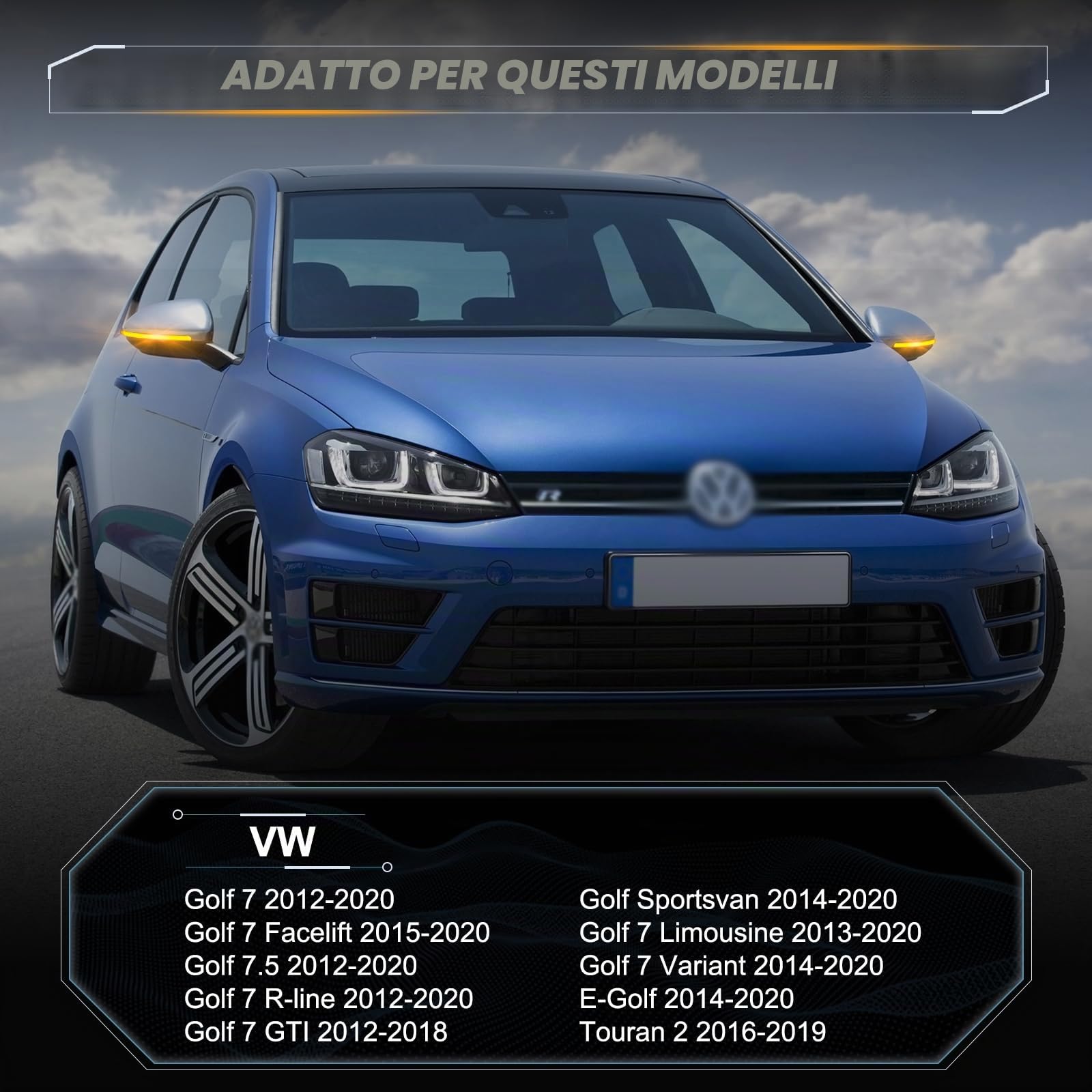 POPMOTORZ Frecce LED Specchietto, 2 Pezzi Dinamiche Indicatore di Direzione per Specchietto Retrovisore per VW Golf 7 Golf 7.5 Golf 7 R-line Golf 7 GTI Golf Sportsvan E-Golf T-ouran 2, Trasparente