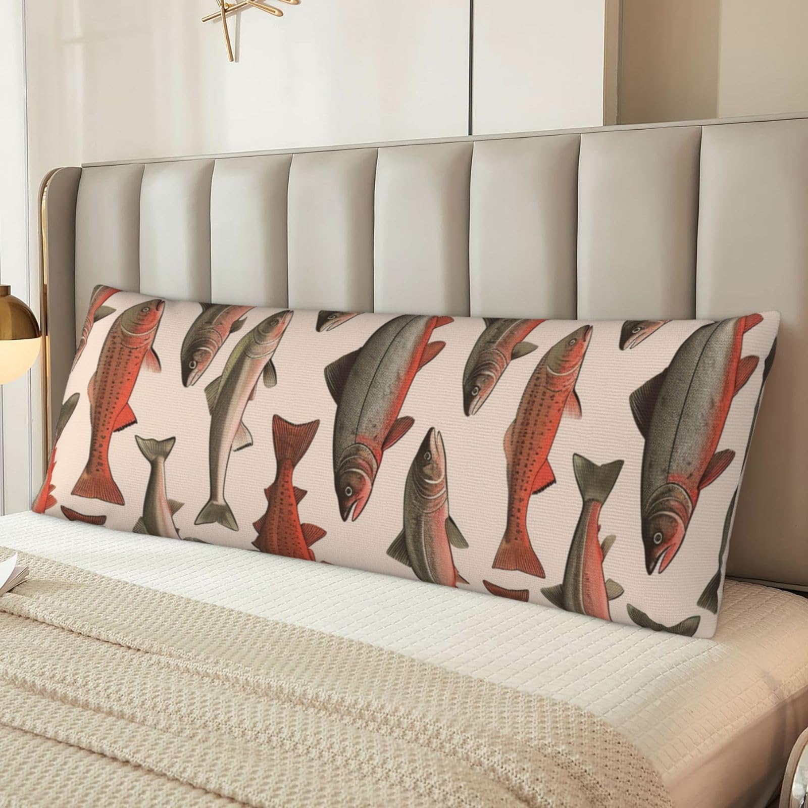 Salmon Body Pillow Cover with Hidden Zipper 54"X20",Ultra Soft Microfiber Long Pillow Case Decorative Bedding Pillowcase Cushion Cover Cases for Bedroom Couch Sofa,Home Gifts