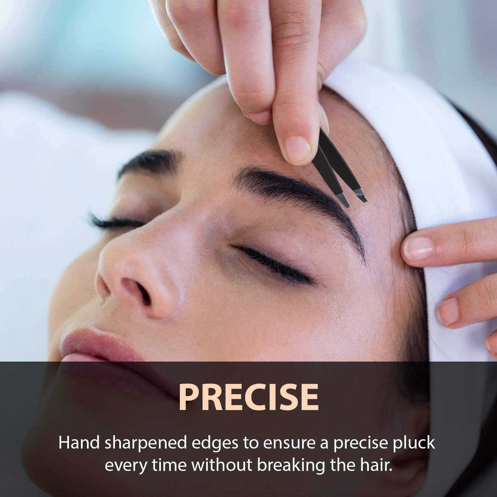 Tweezees, brucelles de précision en acier inoxydable - bout oblique professionnel & Splinter Astuce épilation Noir