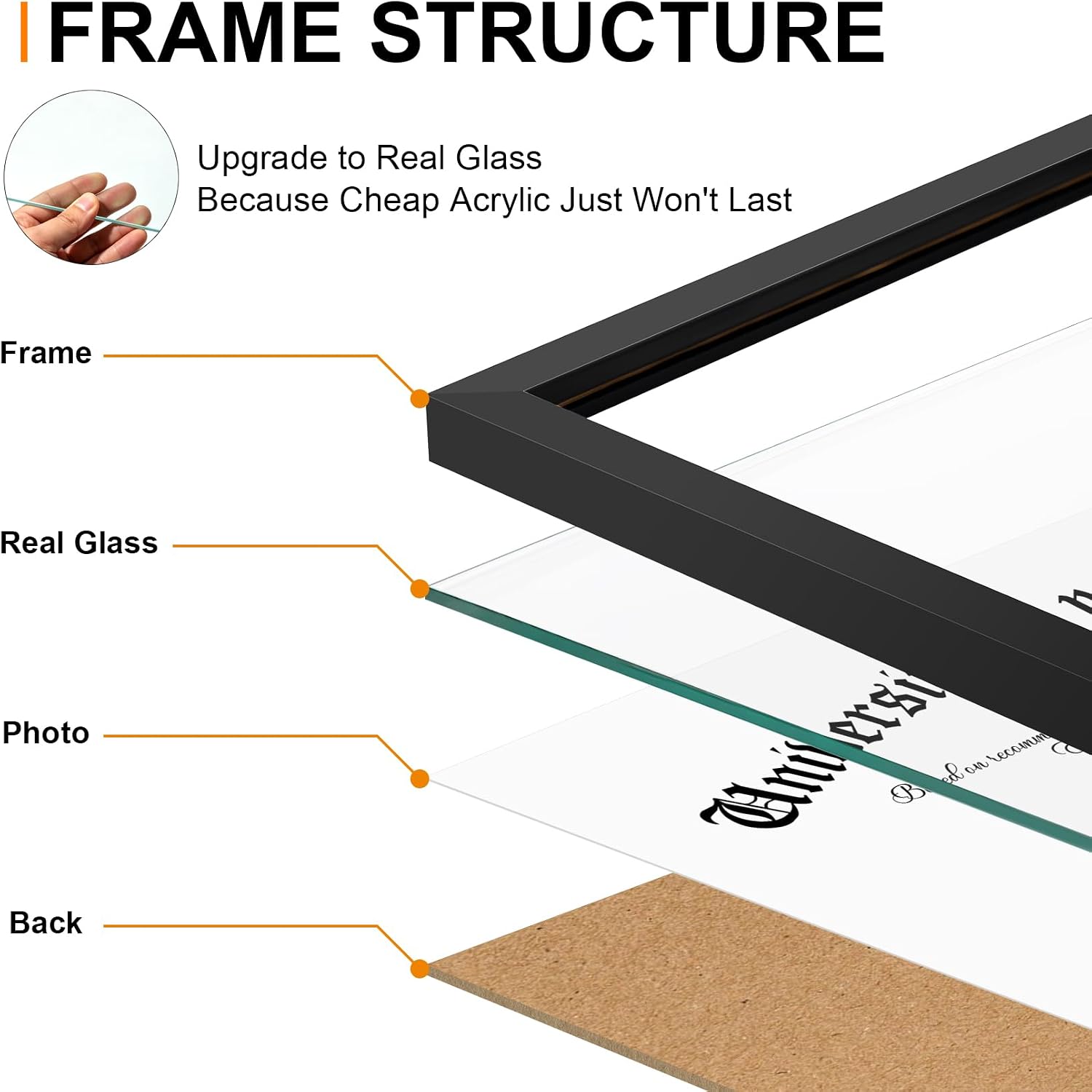 Diploma Frame 8.5 x 11 with Ultra-Clear Glass, Black 2-Pack