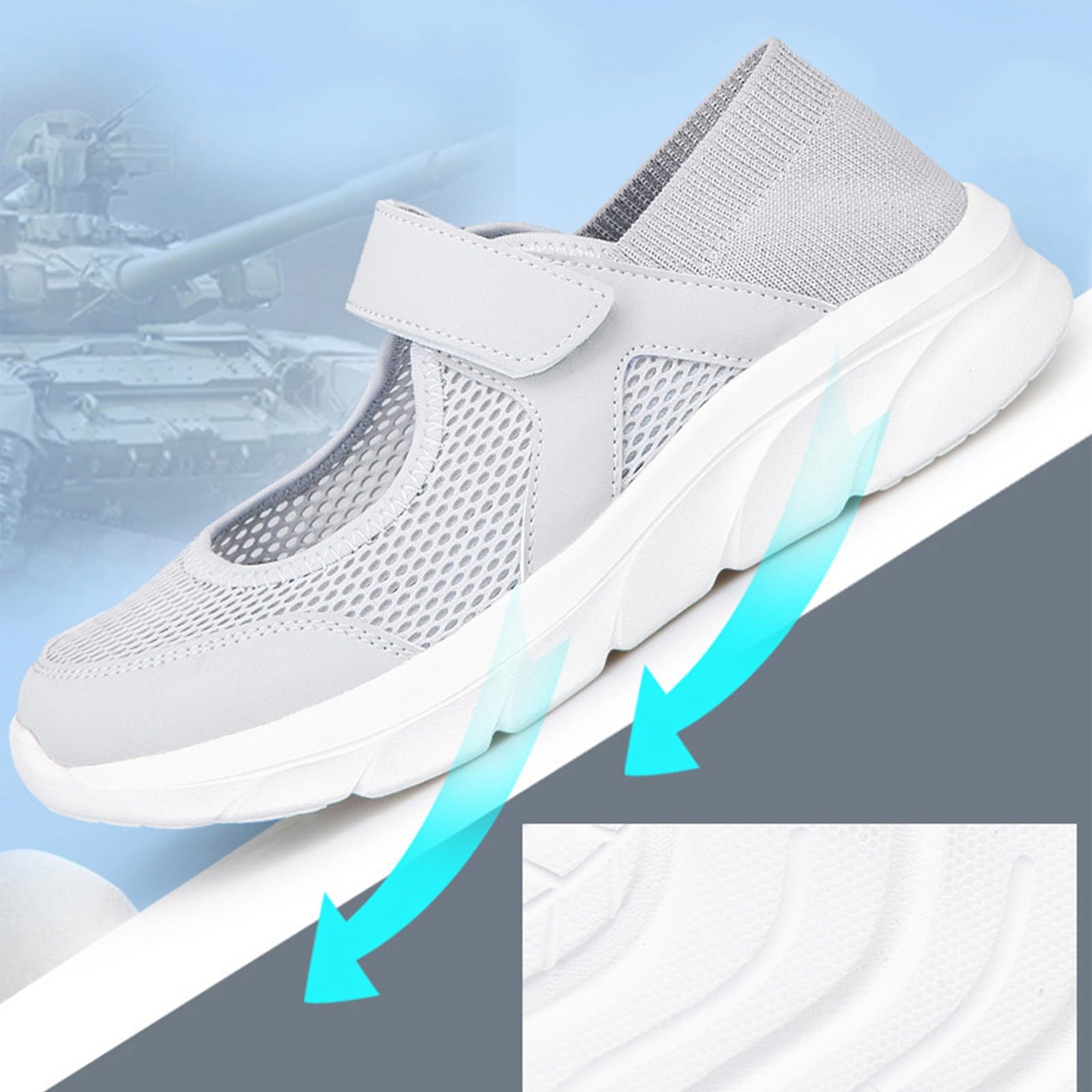 Damskie buty na lato, oddychające, antypoślizgowe, miękkie podeszwy, starsze buty