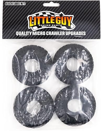 Little Guy Racing Parts Black Label MT (2.480 in) Neumáticos de 1.0 pulgadas compatibles con 124 RC Axial SCX24, RGT, Element, Enduro, URUAV (4