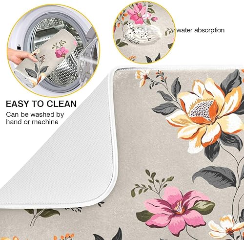 Vista 80 de Tapete de secado de platos de mariposas botánicas para encimera de cocina, almohadilla de secado de microfibra absorbente, grande, 18 x 24 pulgadas