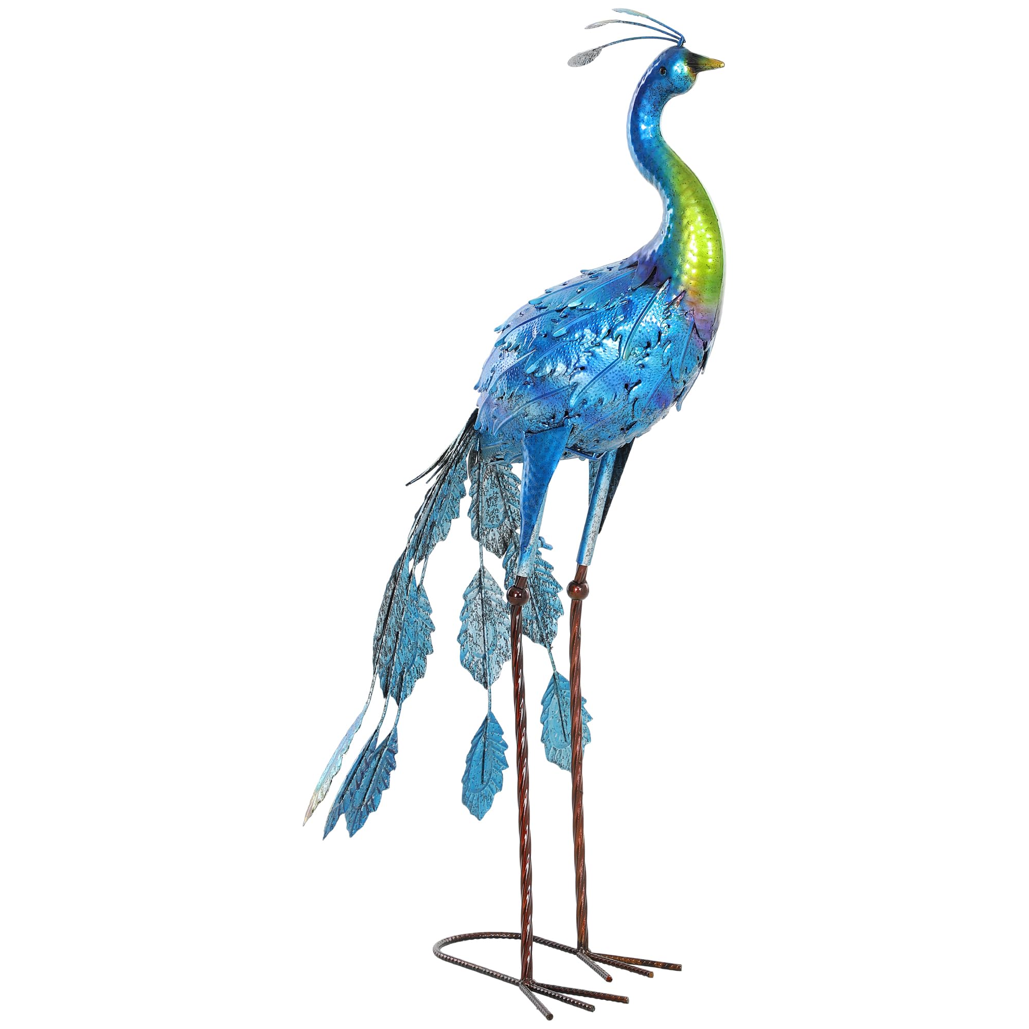 Outsunny Estatua de Pavo Real de Metal para Jardín, Decoración Resistente a la Intemperie para Jardines, Porches, Terrazas, 83H cm, Multicolor | de Metal, Resiste Elementos, para Porches, Terrazas