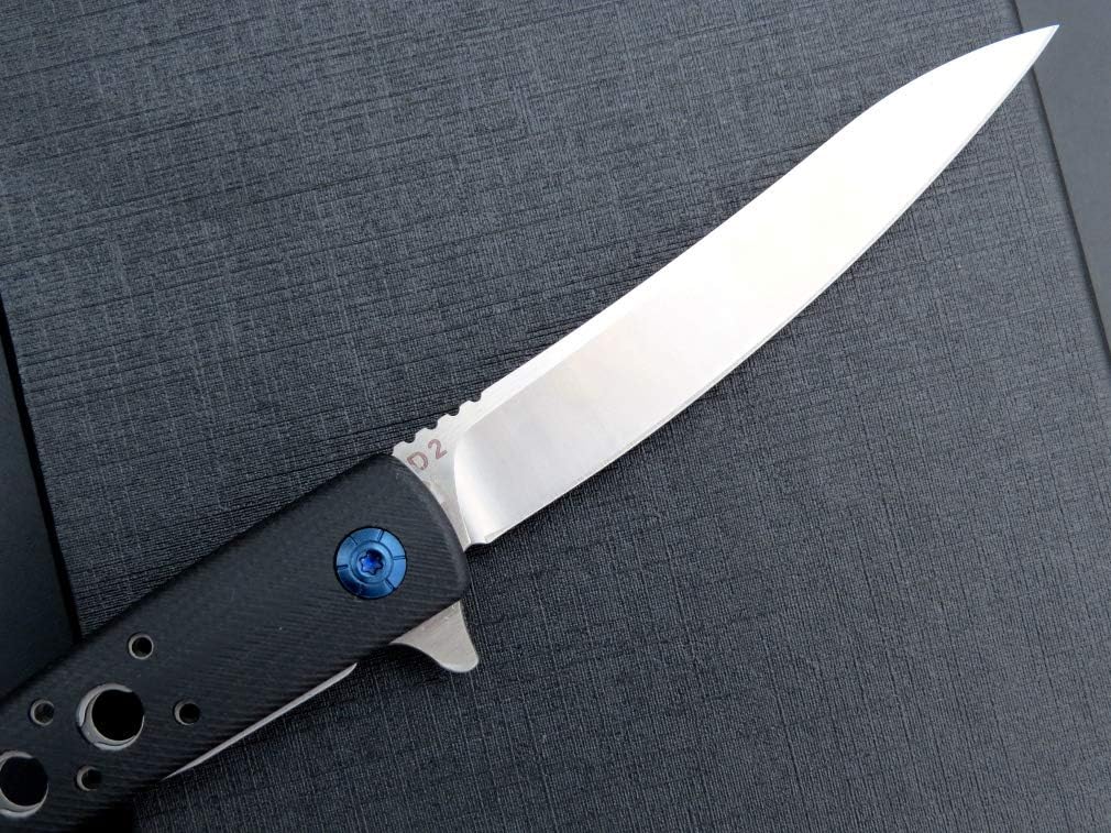 Eafengrow EF943 EDC Folding Knife D2 Steel Blade G10 Handle Flipper Knifes with Pocket Clip for Camping Hiking Survival Outdoor(black)
