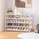 Shoe Rack 5 Tier Shoe Organizer Shoe Storage 20-25 Pairs for Closet White Shoes Rack Organizer Entryway Space Saving Shoe Shelf Shoes Stand Large Tall Shoes Tower Bedroom Garage Door