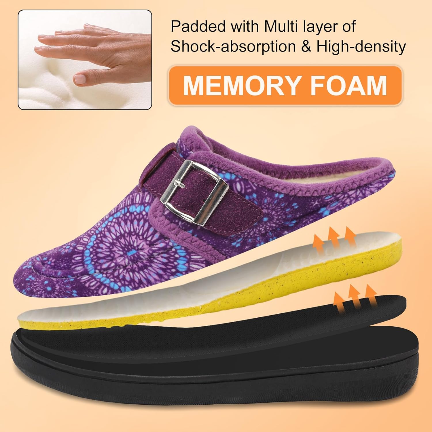 JOINFREE Womens Slippers Wide Slip on Mules Adjustable Diabetic Slipper Warm Memory Foam House Slippers for Edema Swollen Bunions Indoor & Outdoor - Image 7