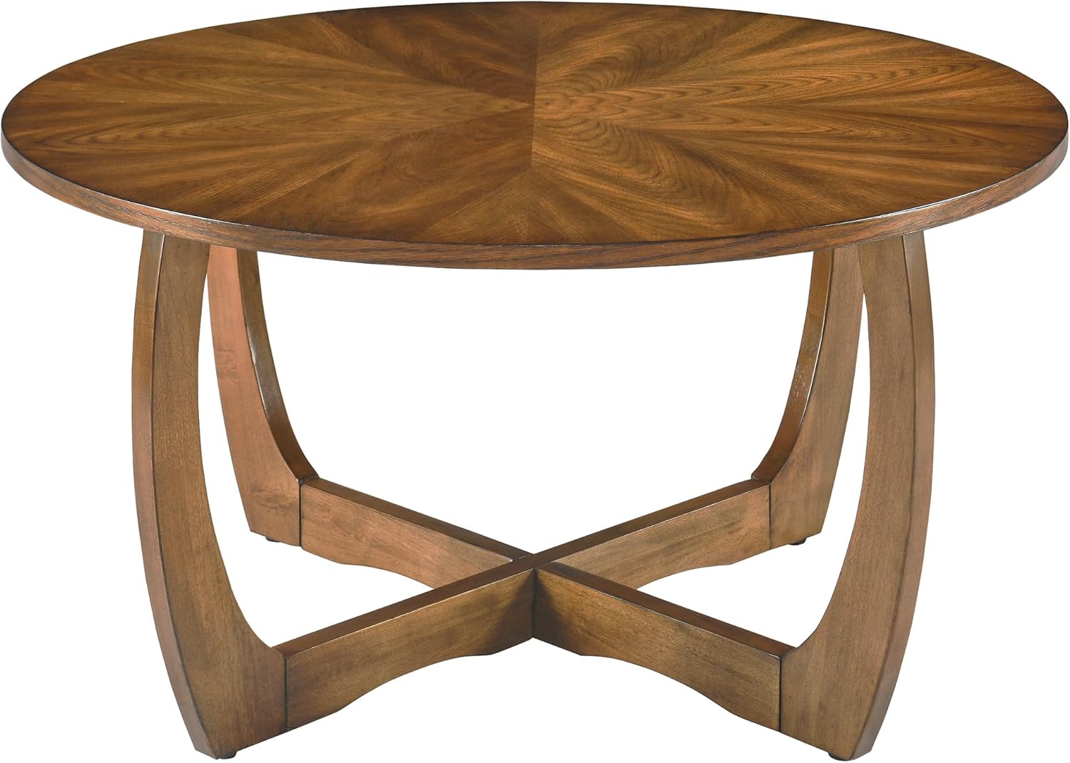 LEEMTORIG Round Wood Coffee Table, Mid Century Modern Round Walnut Coffee Tables for Living Room, 33.5" Dia. Circle Drum Coffee Table with Cross Legs, Easy Assembly, Brown Walnut KFZ-3223