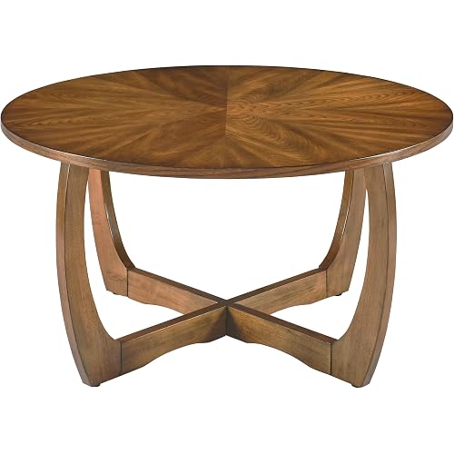 LEEMTORIG Round Wood Coffee Table, Mid Century Modern Round Walnut Coffee Tables for Living Room, 33.5" Dia. Circle Drum Coffee Table with Cross Legs, Easy Assembly, Brown Walnut KFZ-3223