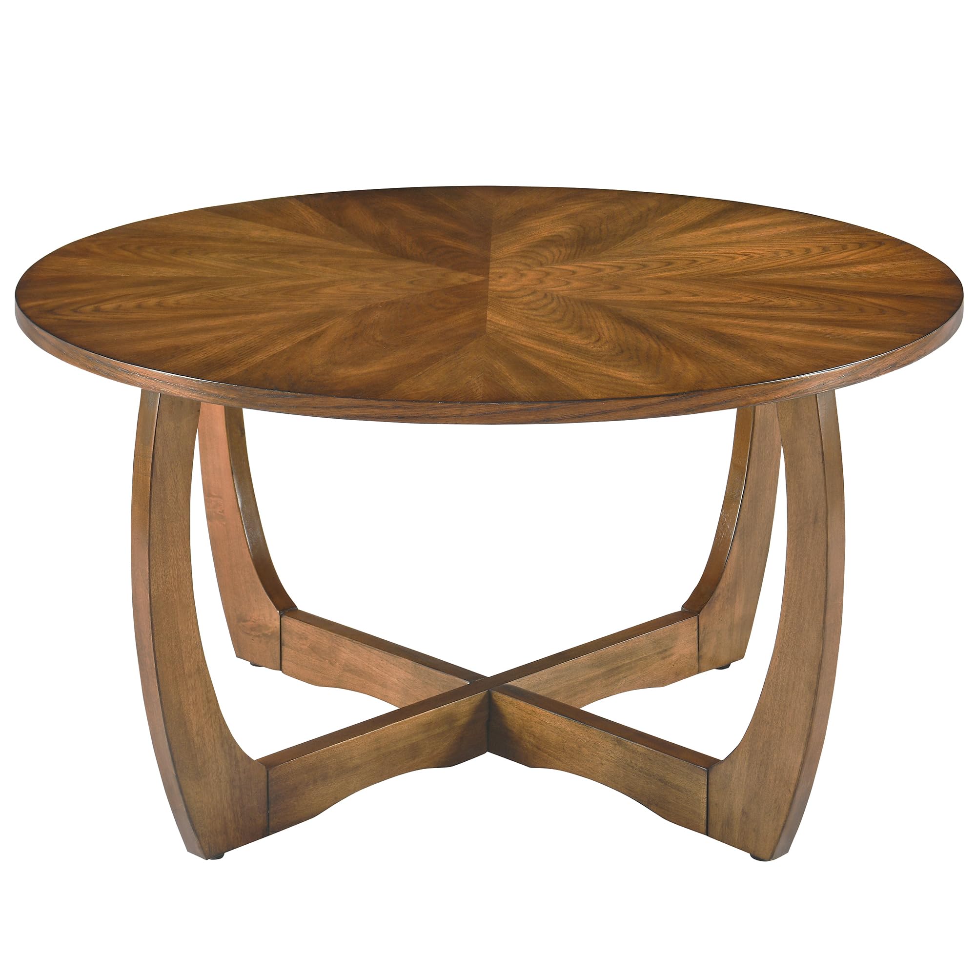 LEEMTORIG Round Wood Coffee Table, Mid Century Modern Round Walnut Coffee Tables for Living Room, 33.5" Dia. Circle Drum Coffee Table with Cross Legs,
